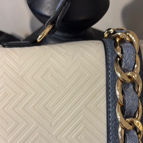 ALDO Blue Denim with White & Gold. Top Handle with Crossbody - Picture 4 of 12
